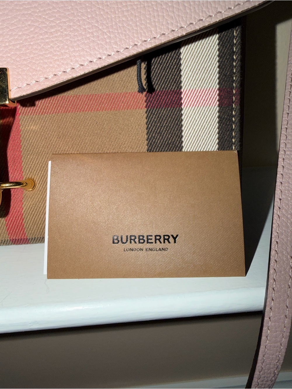 Burberry Pink Leather Flap Clutch with Classic Check - Picture 6 of 7